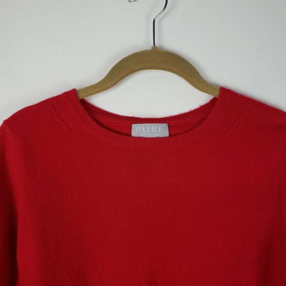 Pure Collection Red Cashmere Pullover Sweater Long Sleeve Womens Size 4 - Picture 3 of 6